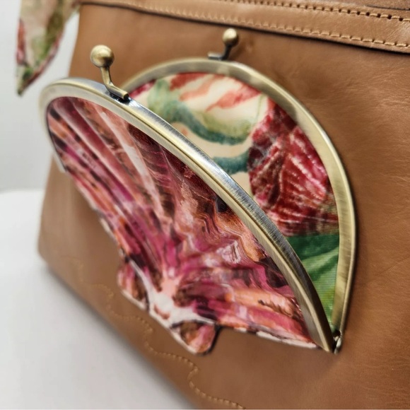 Patricia Nash Poppy tote bag women's tan leather Tooled Seashell Frame new $289 - Picture 13 of 16